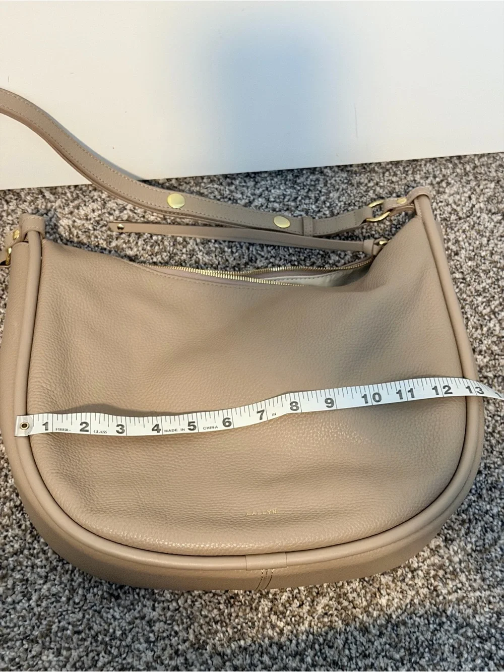 Pebbled Taupe Leather Hobo Shoulder Bag